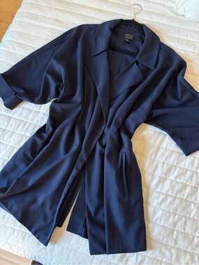 Forever 21 Navy oversized Draped Open-Front Blazer